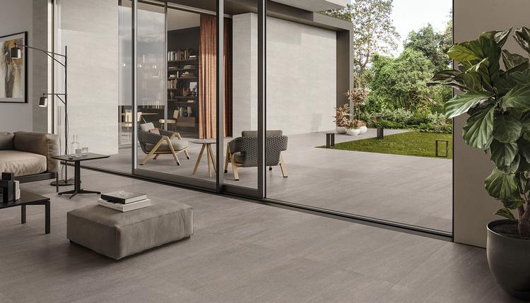 Elegance Pro | Emilceramica Porcelain Stoneware Ergon Elegance Pro Stone Living Room Dark Grey Gallery Image | Emilceramica