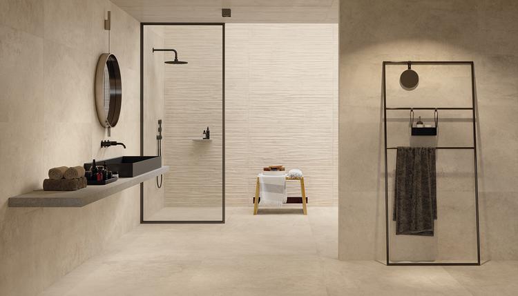 Fabrika | Emilceramica Porcelain Stoneware Emil Fabrika Stone Bathroom Sand Fondo Gallery Image | Emilceramica