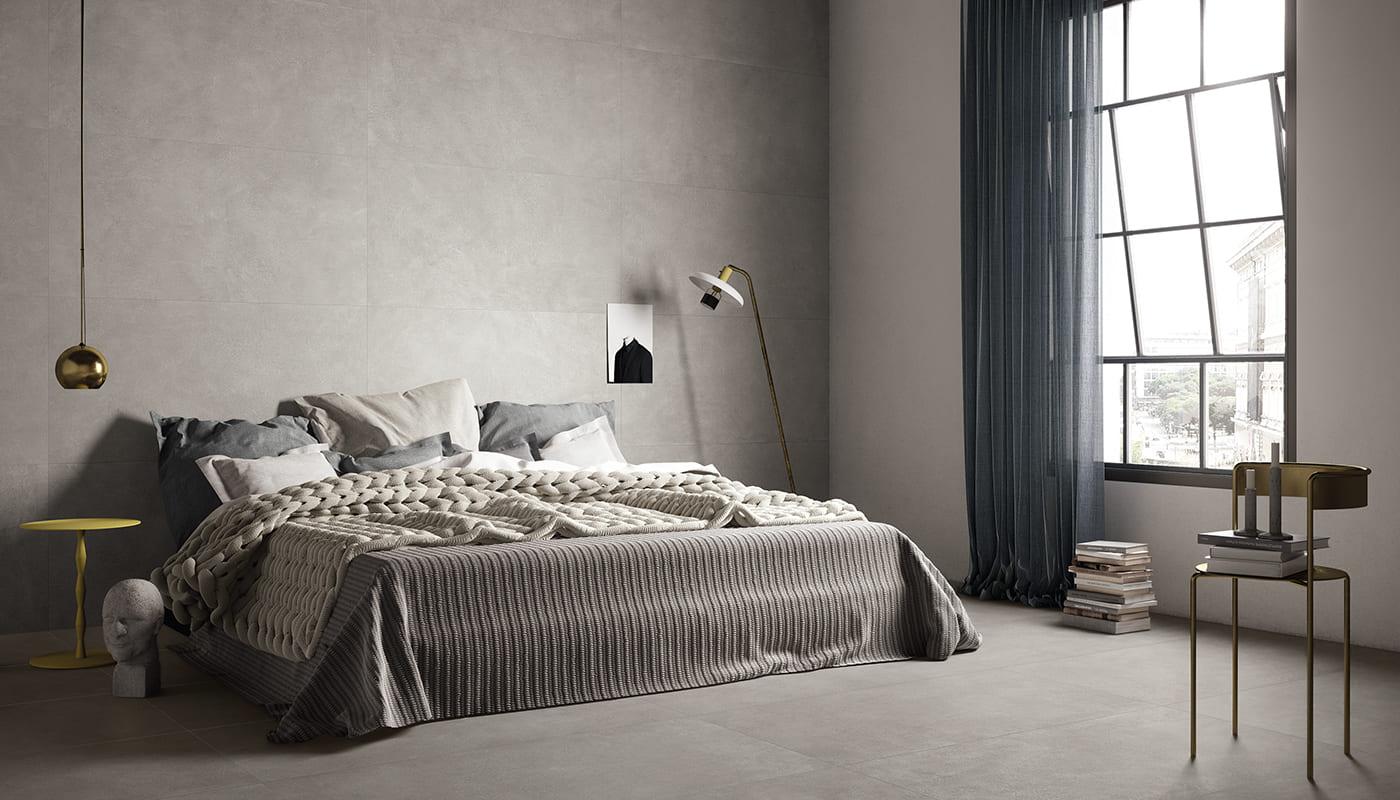 Porcelain Stoneware Provenza Karman Concrete Bedroom Cenere Cemento Gallery Image | Emilceramica Porcelain Stoneware Provenza Karman Concrete Bedroom Cenere Cemento Gallery Image | Emilceramica
