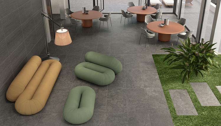 Portland Stone | Emilceramica Porcelain Stoneware Ergon Portland Stone Stone Restaurant Anthracite Vein Cut,anthracite Cross Cut Gallery Image | Emilceramica