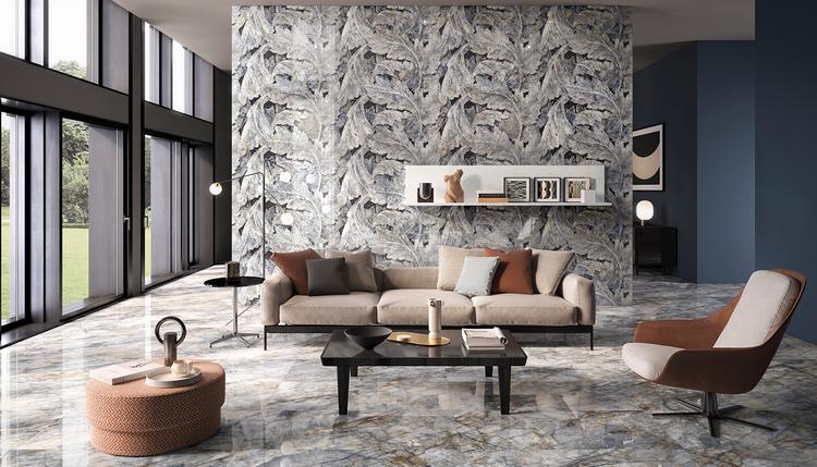 Tele Di Marmo Revolution | Emilceramica Porcelain Stoneware Emil Tele Di Marmo Revolution Marble Living Room Blu Ande Gallery Image | Emilceramica